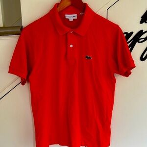 EUC Lacoste Pure Cotton Pique Polo Shirt ORANGE US M Classic Fit